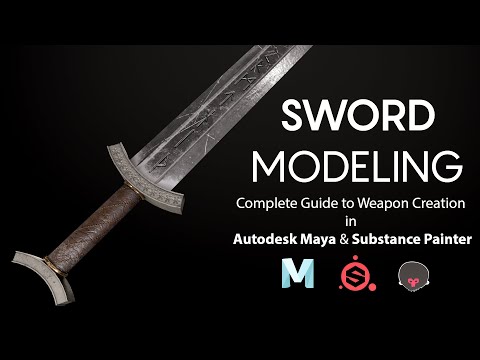 How to Model A Sword in Autodesk Maya Substance Painter Complete Workflow Maya Weapon Modeling