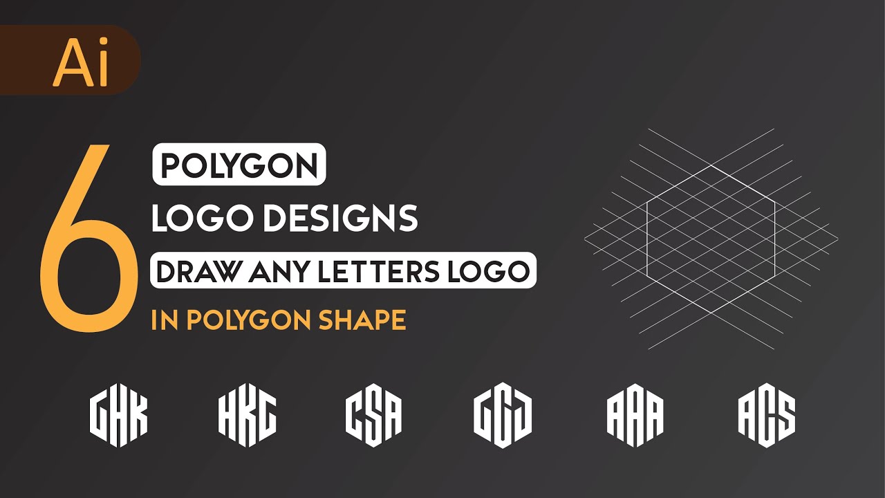 6 Polygon Logo Designs - Draw Any Letters Logo in Polygon Shape