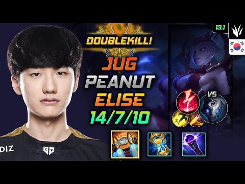 Peanut Jungle Elise Build Hextech Rocketbelt Electrocute - Elise Jungle vs Kindred - LOL KR 13.1
