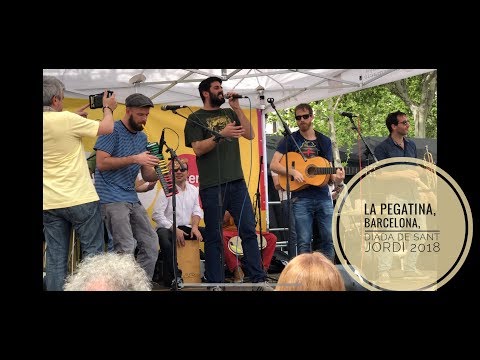 La pegatina, a pl.Catalunya, Barcelona, Sant Jordi 2018