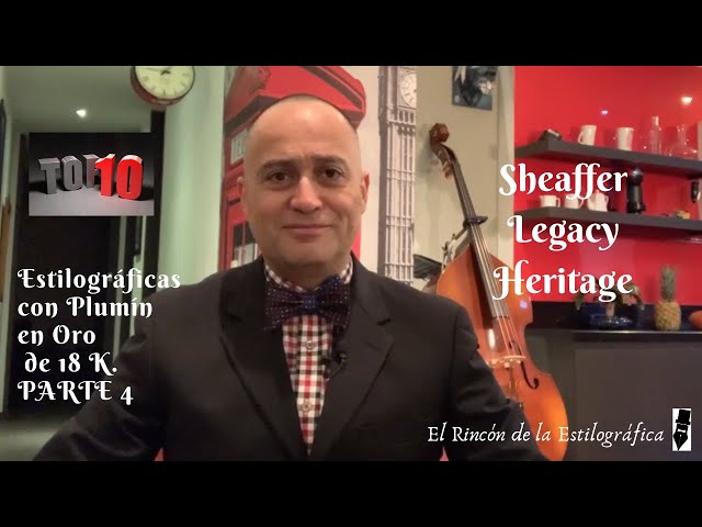 Vídeo relacionado con Sheaffer Legacy 9064 pluma estilográfica negra brillante de punta mediana incrustada con bordes chapados en paladio con bolsa para plumas