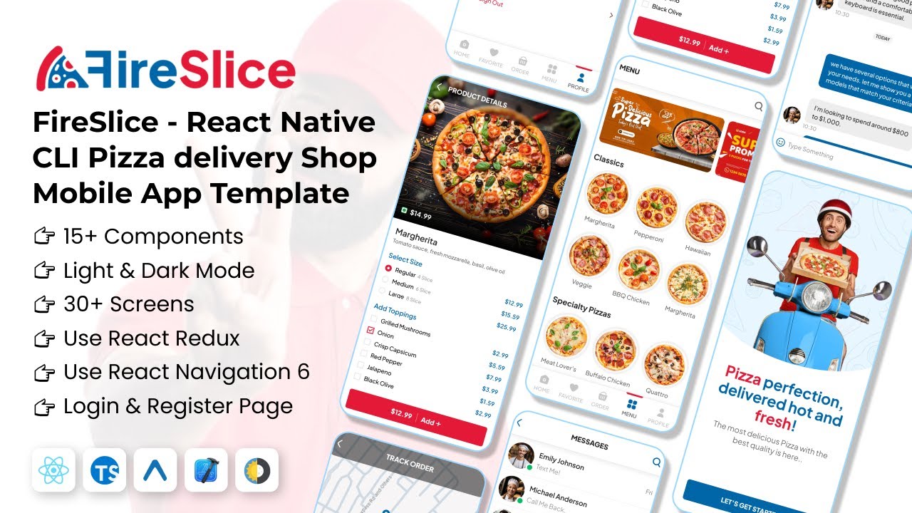 FireSlice - React Native CLI Pizza delivery Shop Mobile App Template