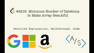 YouTube video 'LeetCode 2216. Minimum Deletions To Make Array Beautiful #leetcode #interview #weekly286 #algorithm'
