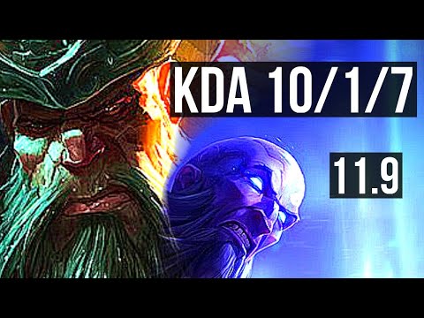 GANGPLANK vs RYZE (TOP) | 10/1/7, 1.1M mastery, 400+ games, Dominating | KR Grandmaster | v11.9
