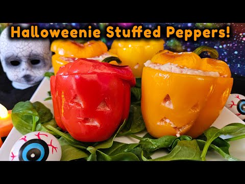 🎃Halloweenie Stuffed Peppers 🎃| Cozy Fall Recipe with Homemade Goat Cheese