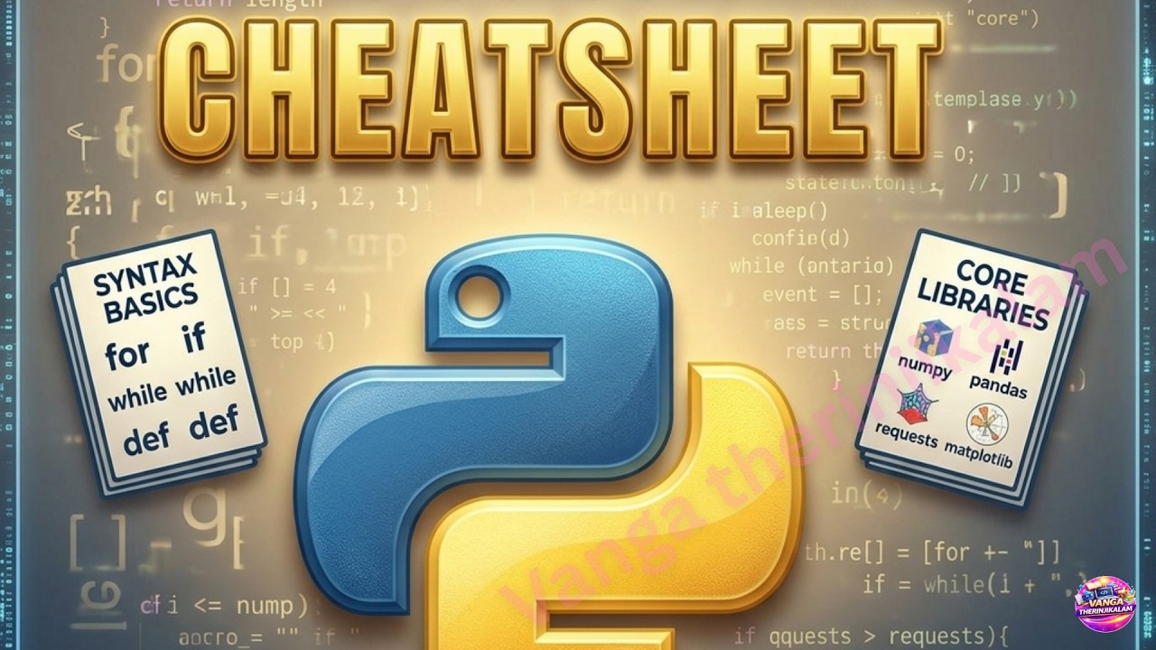 Python Cheat Sheet ||  Syntax, Basics & Libraries Explained || Python Cheat Sheet for Beginners