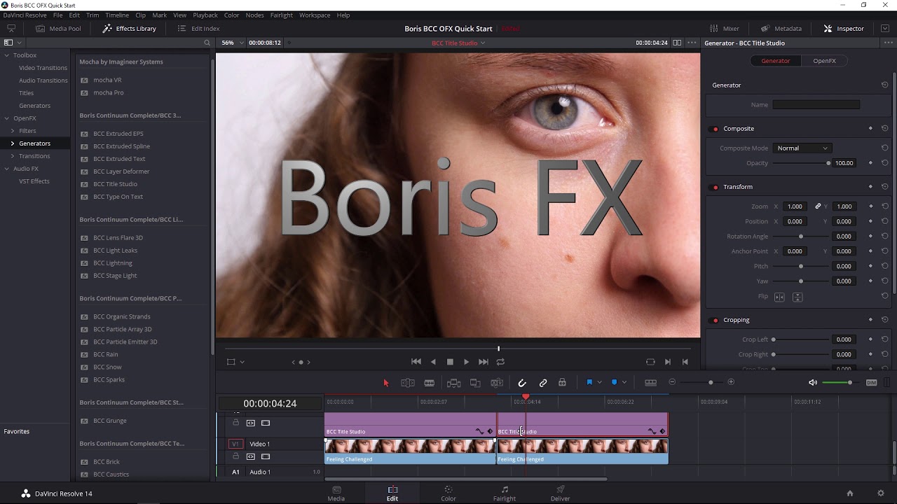 Continuum Premium Filters for Blackmagic Davinci Resolve Title Studio