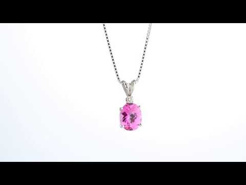 14 kt White Gold Oval Shape 3.50 ct Pink Sapphire Pendant P8936 by Peora Jewelry