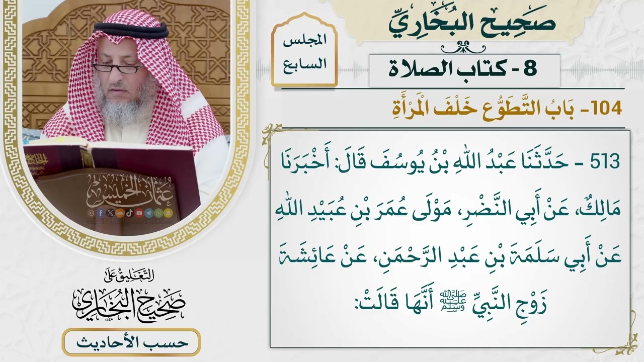 [513] حديث: قالت كنت أنام بين يدي رسول الله ورجلاي في قبلته [كتاب الصلاة - باب الت