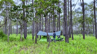 Relaxing Motorcycle Camping Trip with Simple Food in the Forest