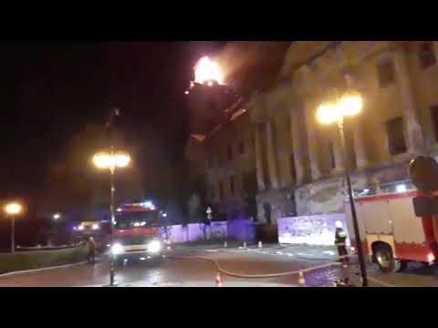 Żary Zamek Wieża  Pali się