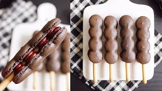 초코 마카롱 빼빼로 만들기 (+먹는소리) Chocolate Macaron Peperos | 한세