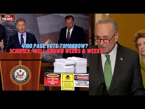Q: 4100 page bill this morning vote tomorrow? SCHUMER: bill well known weeks & weeks in advance