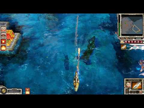 C&C Red Alert 3 Uprising Fortified Fleet Shogun Battleship vs Dreadnought