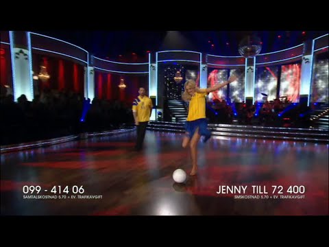 Jenny Strömstedt sparkar en boll på kameramanen - Let’s Dance (TV4)