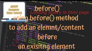 jQuery Tutorials #38 - using jquery before() method to add an element or content before an element