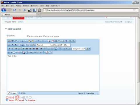 DotNetNuke Tutorial, How to create a Page Template part 1/2 - Video #102