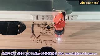 MÁY CNC LASER CO2 IRONWOOD CẮT GỖ VÁN ÉP MDF MFC CÔNG NGHIỆP LÀM VÁCH TRANG TRÍ CẮT DẦY 2 Cm