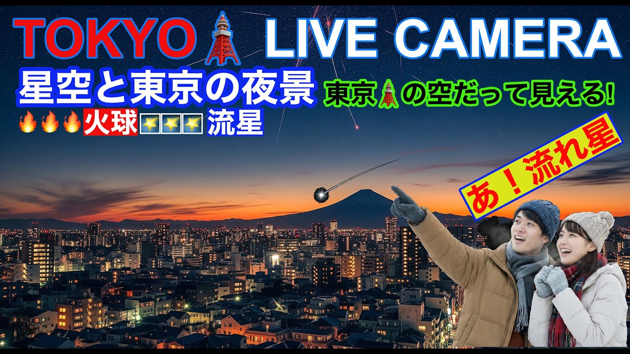 【星空と東京ライブカメラ】TOKYO STARRY SKY LIVE CAMERA 東京ライブカメラ #ヘルクレス座x流星群　#Herculids x Meteor Shower