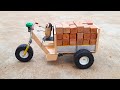 How To Make Toy Mini Electric Scooter Trolley At Home Dc Motor Bike Diy Project Loading Bricks