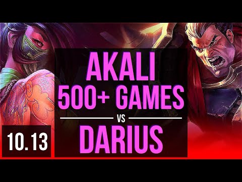 AKALI vs DARIUS (TOP) | 2.4M mastery points, 500+ games, 2 early solo kills | KR Diamond | v10.13