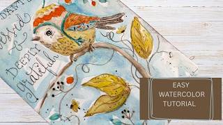 Warm Fall Colors • Whimsical Bird • Easy Steps