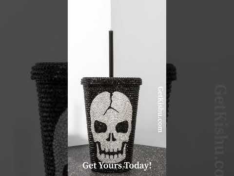 Bling Skull Tumbler with Straw Double