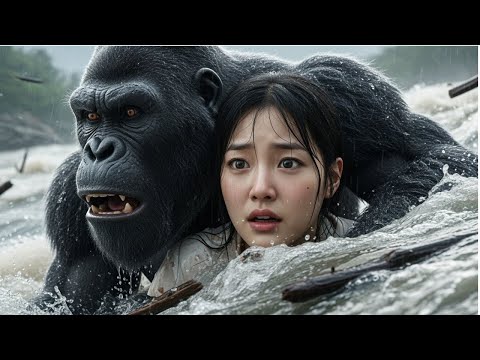 Part 13   The young girl's journey of survival | King Kong and the girl swept away by the flood.