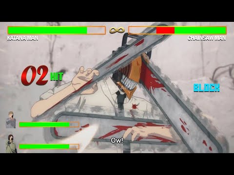 Chainsaw Man VS Katana Man With Healthbars - Denji Loses? | Chainsaw Man