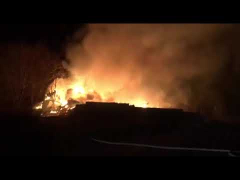 Pożar budynku w starej żwirowni w Kazanicach gm.Lubawa