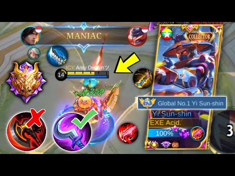 MANIAC!! YI SUN SHIN BUILD HUNTER STRIKE?! NEW BUILD YSS NEW PATCH/UPDATE!! BEST ROTATION YSS MLBB