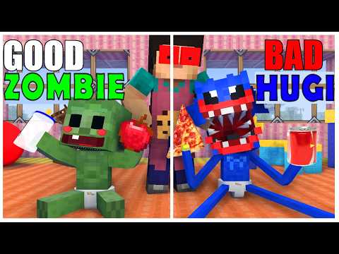 GOOD ZOMBIE VS BAD HUGGY WUGGY -  MINECRAFT ANIMATION