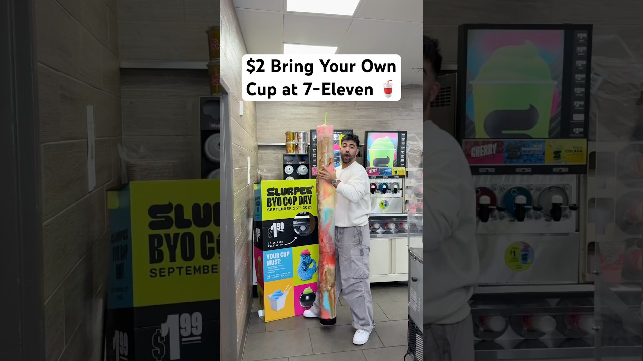 7-Eleven에서 9월 13일에 컵을 직접 가져오는 행사를 2달러에 진행합니다 🥤