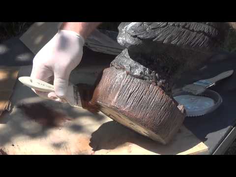 How to make concrete statuary - Detail painting a pelican statue part 1
