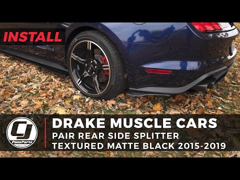 2015-2023 Mustang Install | Drake Muscle Cars Satin Black Rear Side Splitters