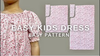 Easy Pattern to Make Kids Dress 3-5 Years Old | Beginner Sewing