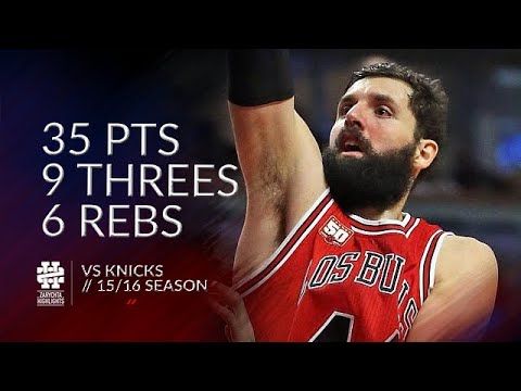 Nikola Mirotic 35 pts 9 threes 6 rebs vs Knicks 15/16 season