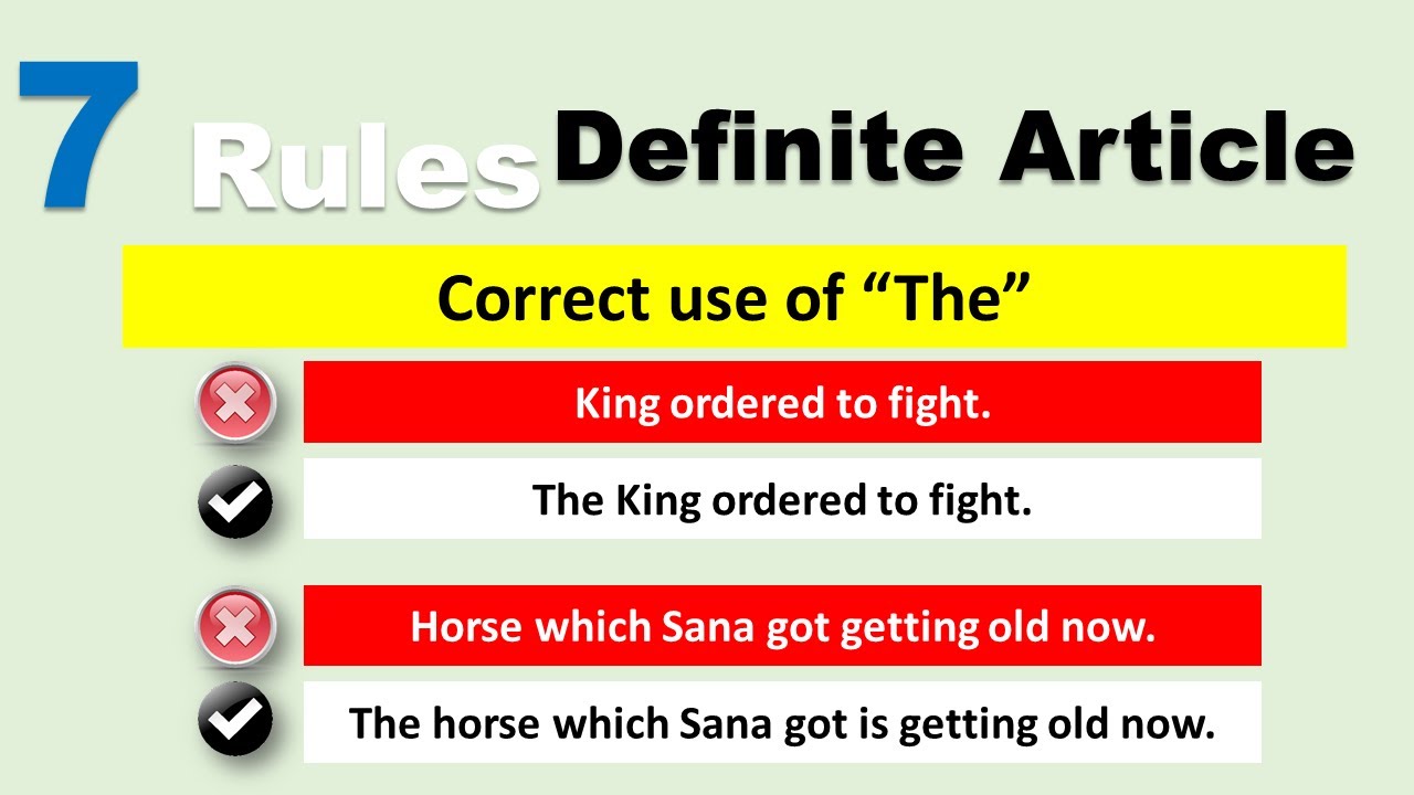 Definite article in grammar | 7 rules of using THE in English |Uses and examples