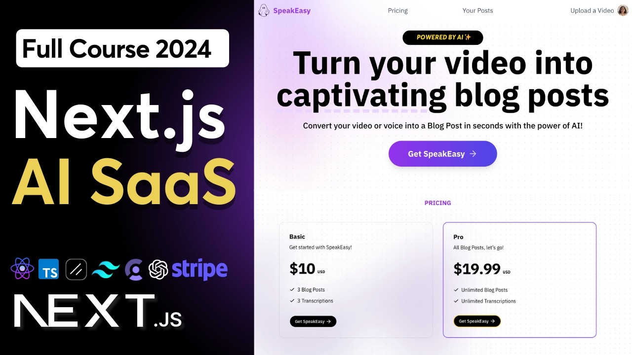 Build and Deploy a Full Stack AI SaaS with Next.js, TypeScript, ShadCN, Stripe | Full Course 2025