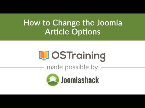 Joomla Beginner Class Lesson 18 How to Change the Joomla Article Options