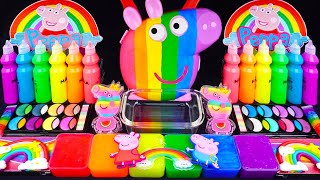 Peppa Pig Rainbow Slime Mixing Random Cute, shiny things into slime #ASMR #Satisfying #slimevideos