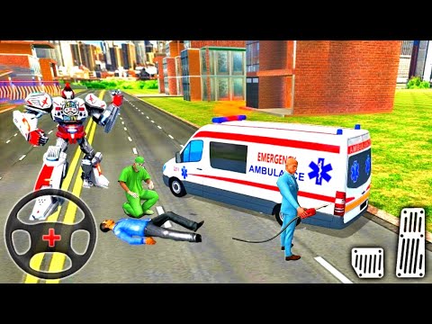 Ambulance Robot City Rescue Driving #5 - City Road Accident Emergency Crazy Drive - Android Gameplay