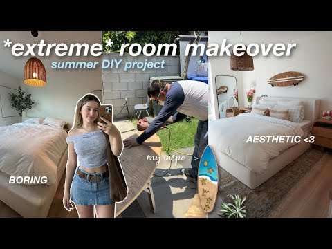 my *EXTREME* room makeover for summer ☀️ *coastal aesthetic on a budget*