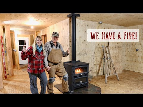 First Fire in Our New Second-Hand Wood Stove! 550lbs & Now Keeping Us Cozy Through Wyoming's Winter