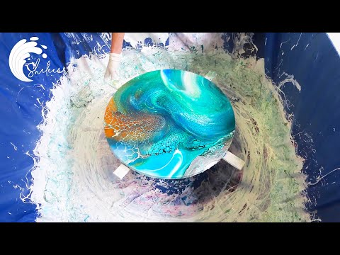 95. Sheleeart - 24" Pseudo Resin Swipe - Cosmic Underwater Ocean Palette