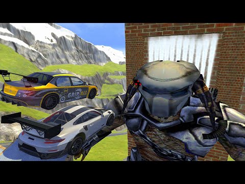 Crazy Vehicle High Speed Jumps Over PREDATOR Through Smoke Wall - BeamNG.drive Slime Pool Jumps