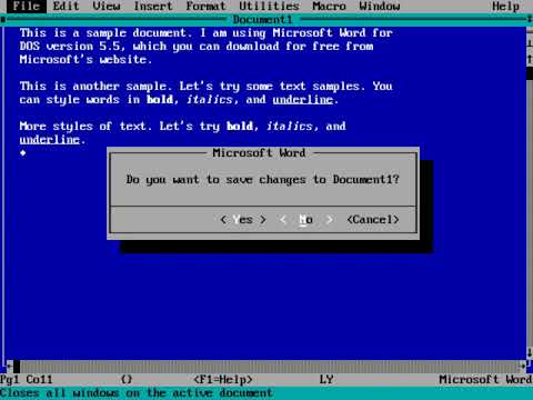 DOS applications - Microsoft Word for DOS 5.5