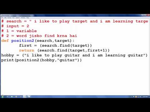 Python tutorial in Hindi 18 Solution of previous problem find 2nd position