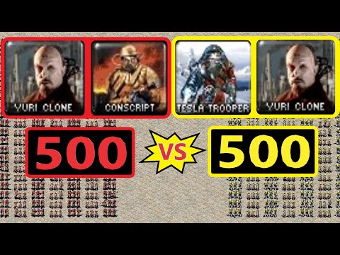 Clone + Conscripts vs Clone + Tesla Troopers - Red Alert 2