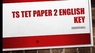 TS TET Paper 2 English Analysis